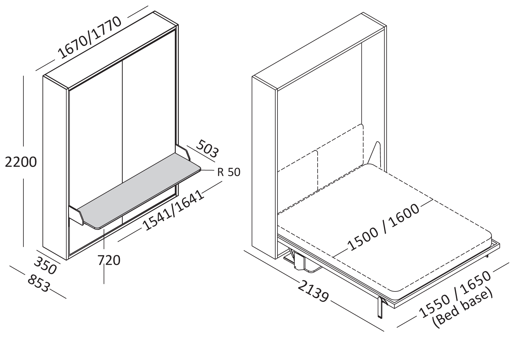 Opklapbed BedHabits  Penelope desk 2